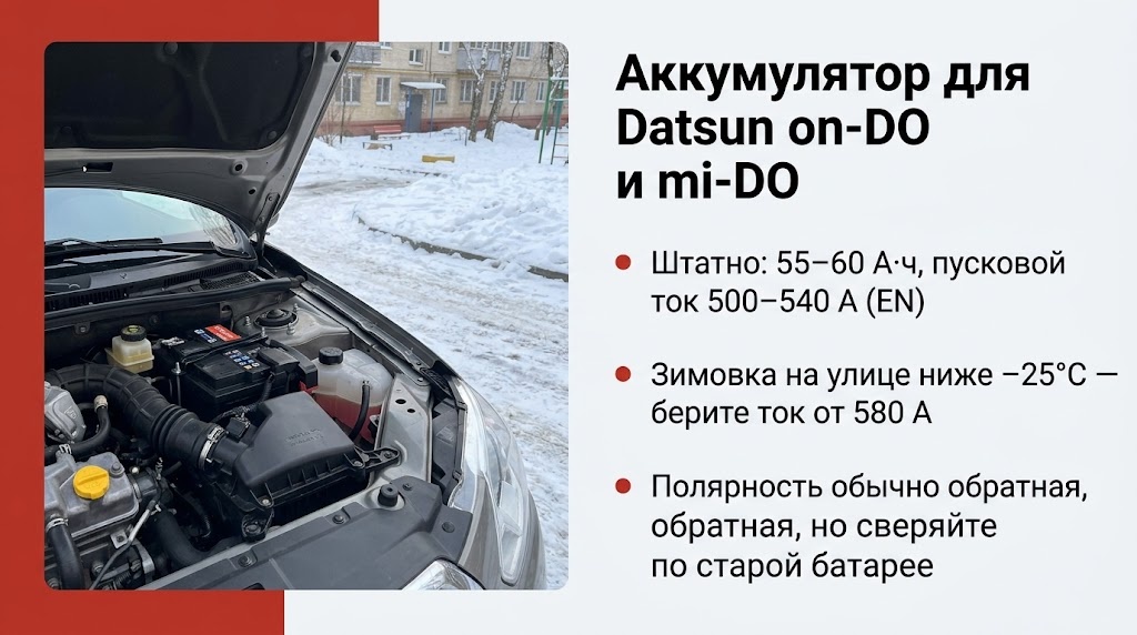 Аккумулятор для Datsun on-DO и mi-DO