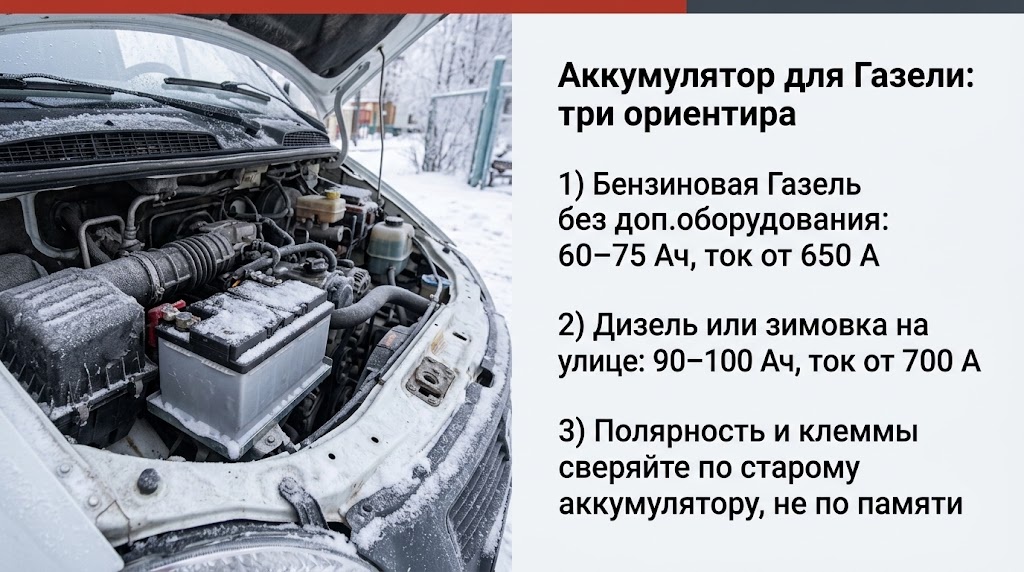 Аккумулятор для Газели: три ориентира
