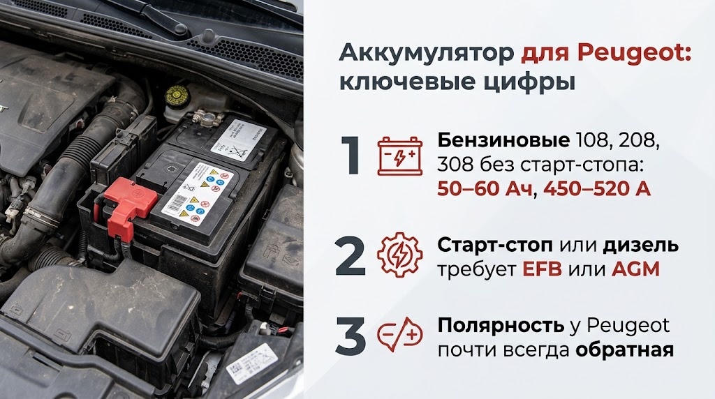 Аккумулятор для Peugeot: ключевые цифры