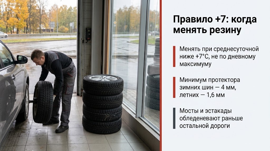 Правило +7: когда менять резину